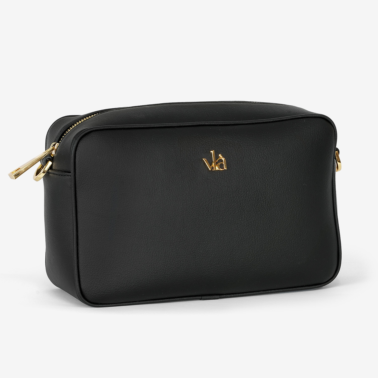 vlà Sofia Camera Bag in Schwarz – Dreiviertelansicht
